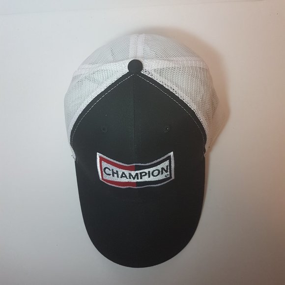 Vintage CHAMPION SPARK PLUGS Hat Snapback Trucker Hat Classic Cap Black Red Mesh - Picture 9 of 13